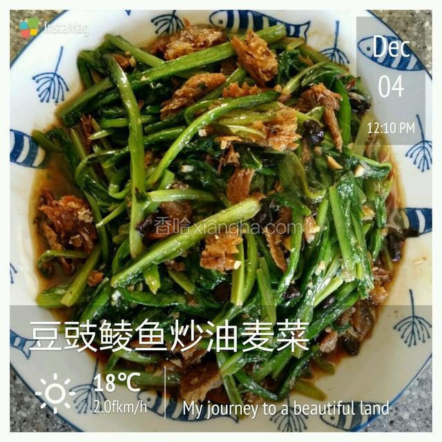 豆豉鲮鱼炒油麦菜