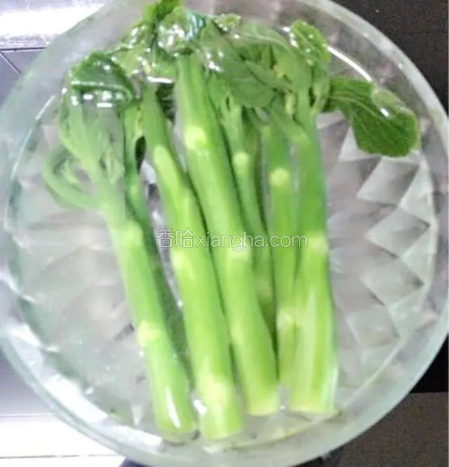 芥菜出锅放预先准备好的冰水过冷河后沥干水分切片