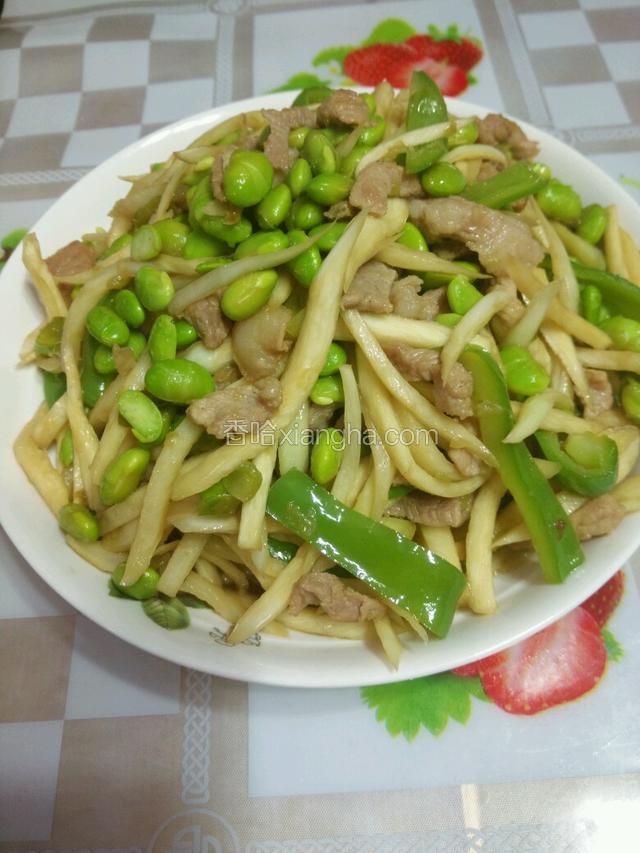 毛豆茭白炒肉丝