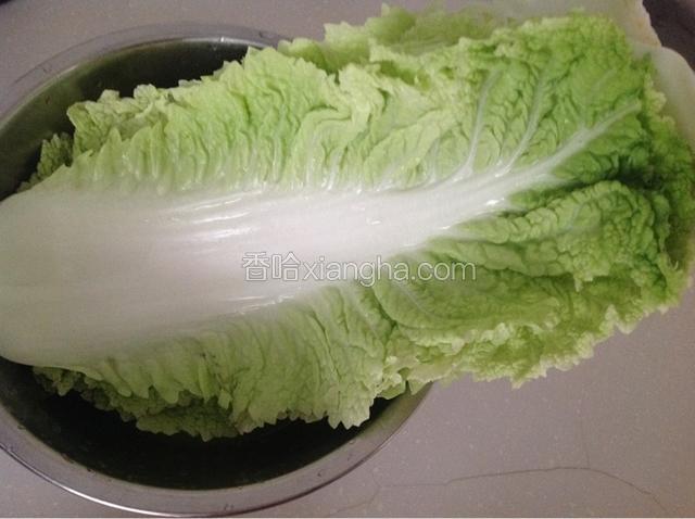 白菜叶片清洗干净，沥干水分备用；