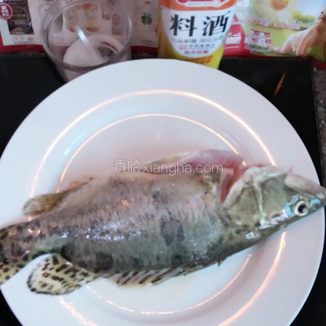 在鱼身上涂上料酒及少许盐腌十分钟