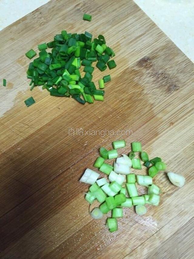 小葱分两部分切成葱花