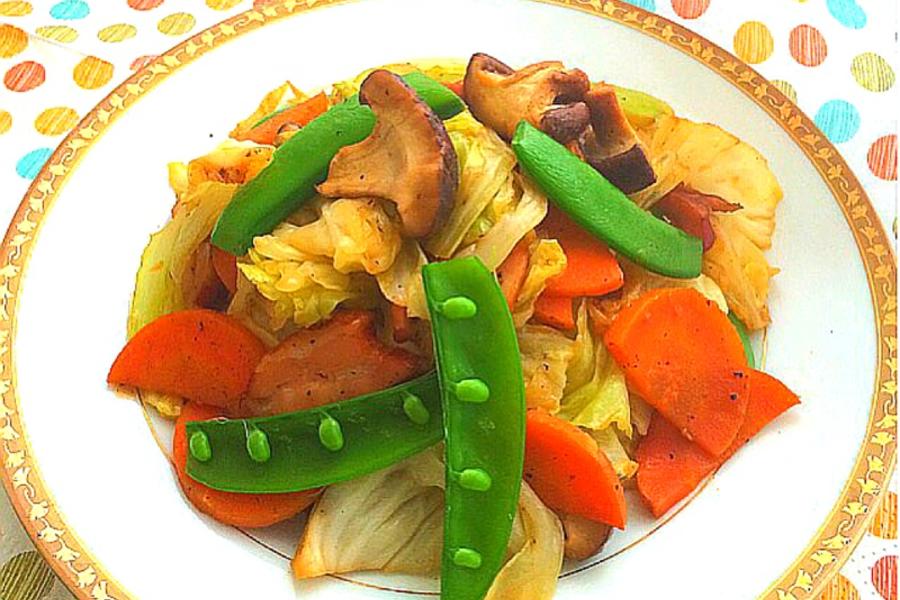 培根炒四色时蔬