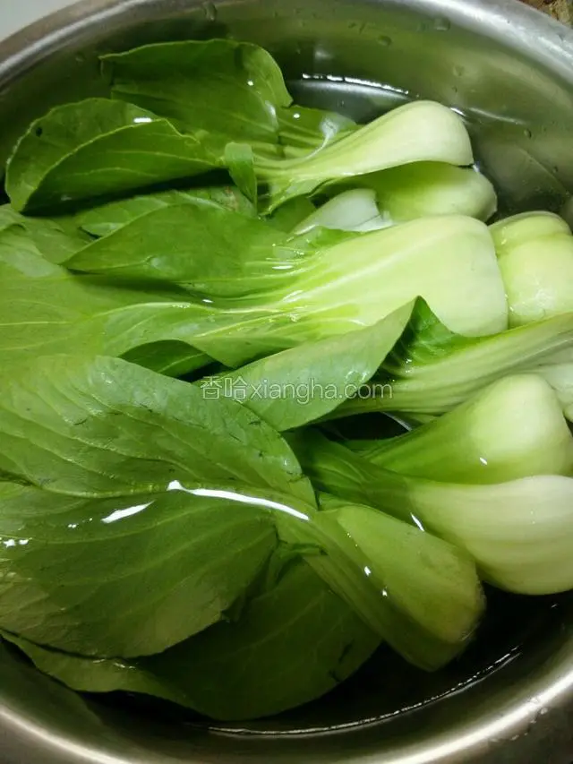 油菜洗干净。分成一片一片的！