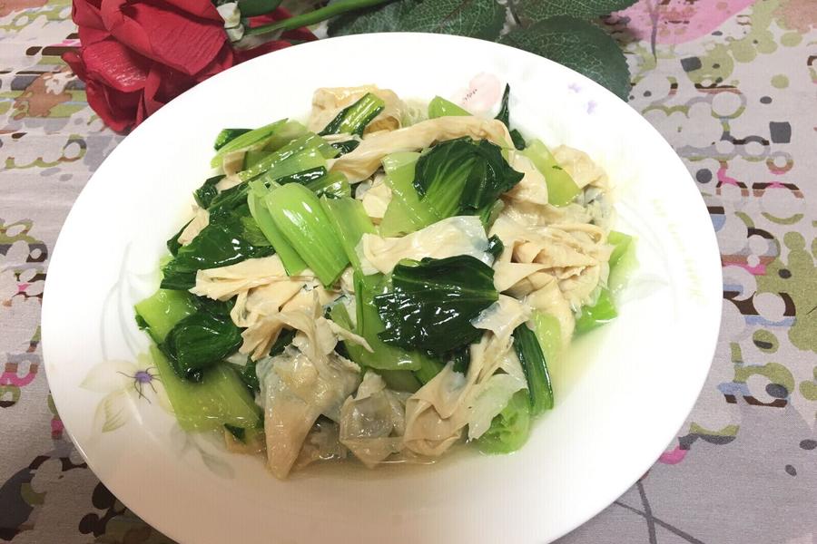 青菜炒豆腐皮