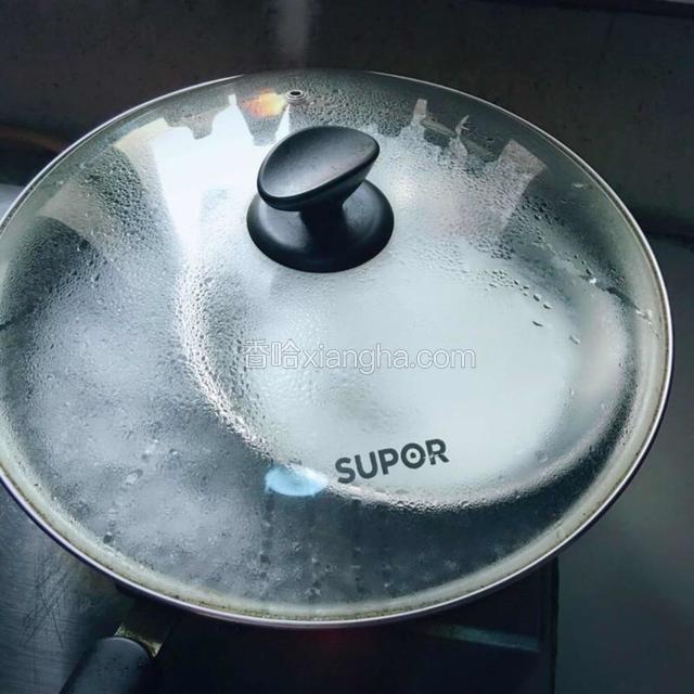 不锈钢盘子刷上一层油，拿上一勺淀粉盘底晃动匀了。锅里水开后放进去蒸，中间不要打开锅盖，盘中面皮起泡泡了就说明熟了