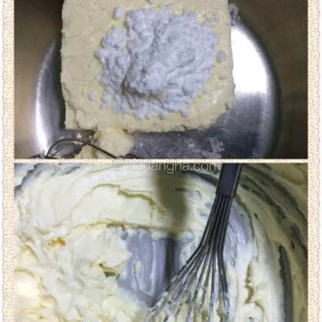 奶油奶酪加糖粉，隔热水搅拌均匀至顺滑状态。