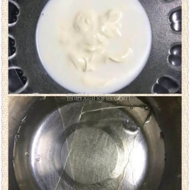淡奶油与牛奶混合。吉利丁片泡软。