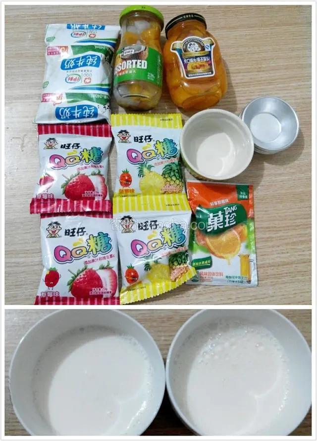 上面的图是主要原料，先准备牛奶，牛奶我用的是一袋240克的分成了两份