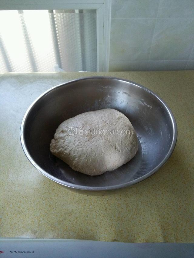 酵母粉用温水化开后，加入2.5碗面粉，玉米面，豆面各1碗把面和好后，盖上盖子等待发酵。