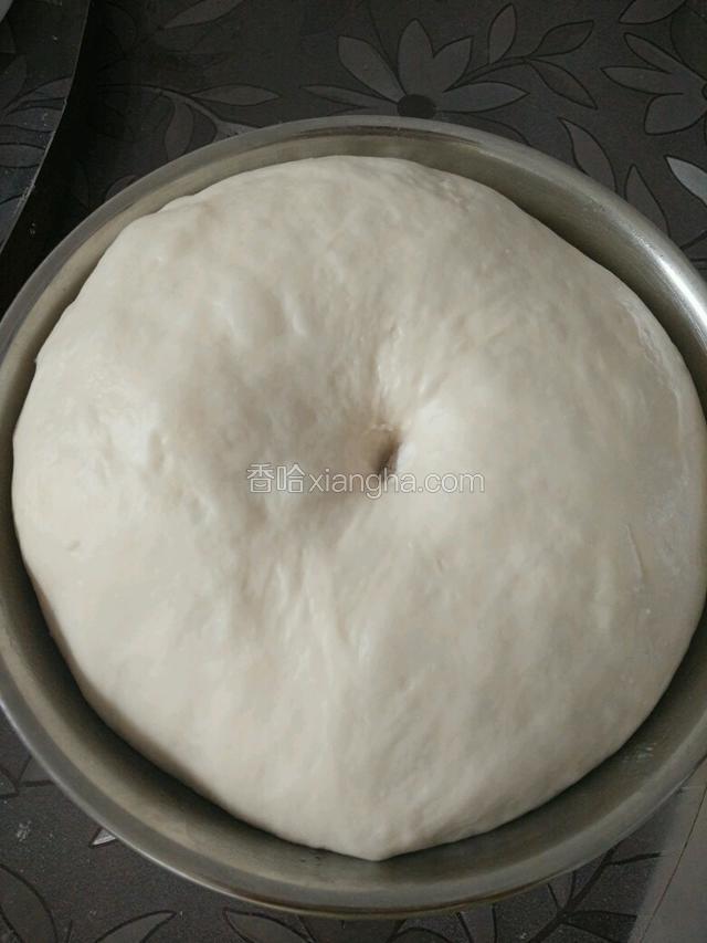 发至俩倍大，如下图，用手沾面粉插一个洞，不回缩不塌陷就可以了