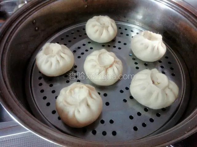锅中放水，包好的包子摆好，醒20分钟，大火烧开，转中小火25分钟