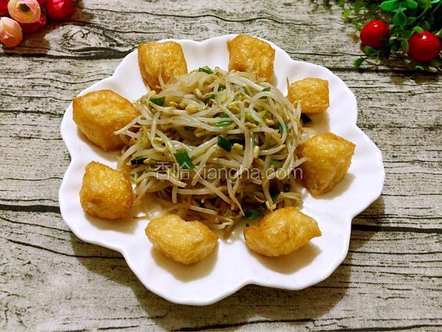 绿豆芽炒炸豆腐