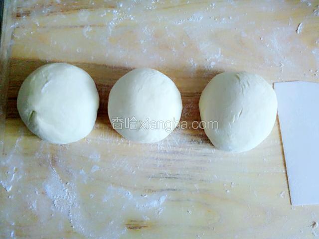 面粉发酵2—3倍大，排气，静置10分钟