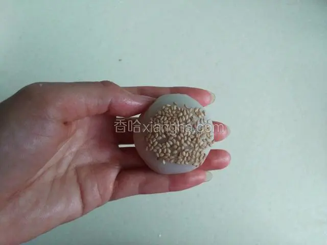 滚上适量熟芝麻