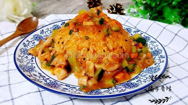 鱿鱼汤汁都倒在米饭上