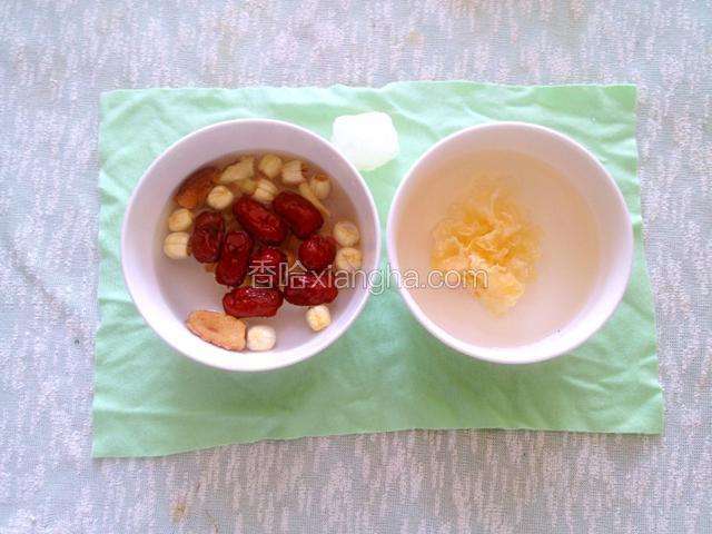 除冰糖外，把所有食材用清水泡起来30分钟左右