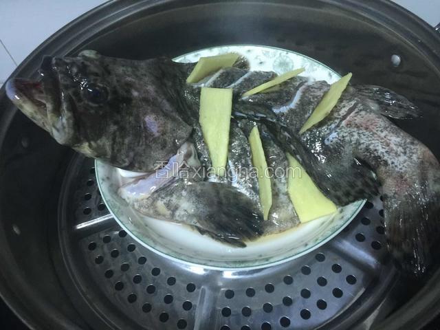 将鱼放入蒸锅中旺火蒸八分钟