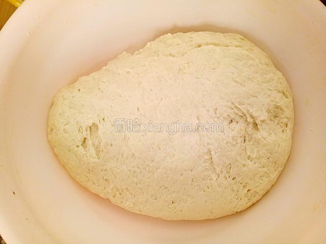 面粉中加1茶匙盐拌匀，然后把热水（60度左右）一点点加入，把面粉和成柔软的面团