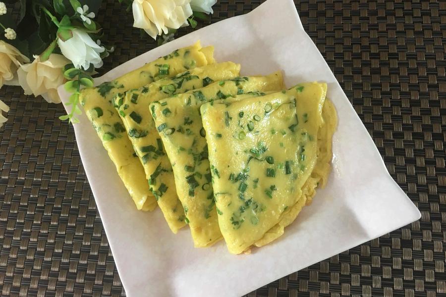 香菜葱花鸡蛋饼