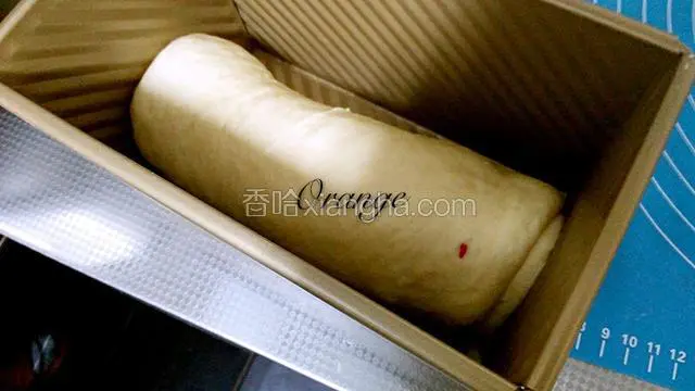 放在模具里，放在烤箱进行二次发酵，如果室温较低，需要启动烤箱的发酵功能，如果室温20度以上可以自然二次发酵，不用盖模具盖，烤箱放一碗热水，待面团发酵到九分满，差一厘米满的时候把盖子盖好，把碗取出