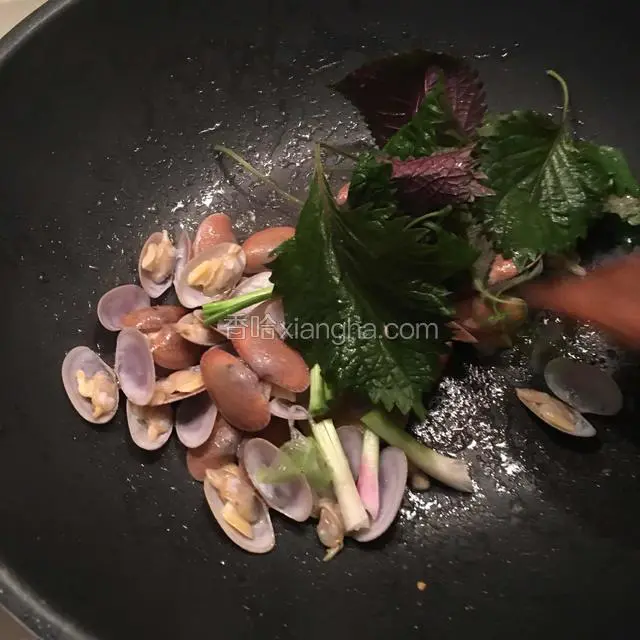 放紫苏，葱头，翻炒均匀