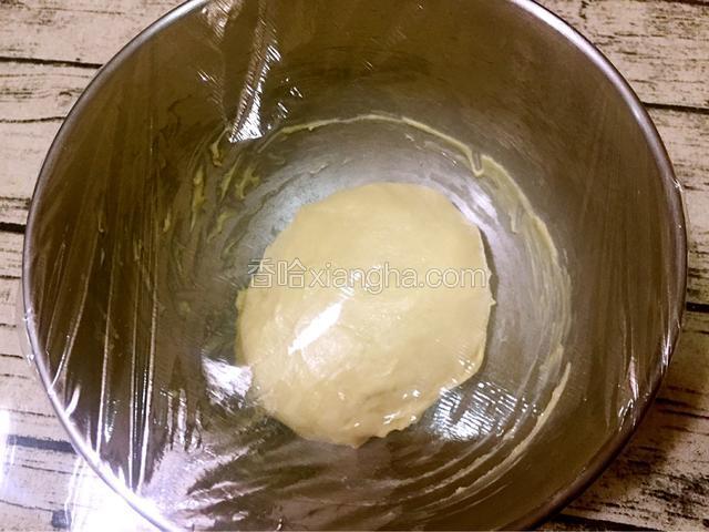 盖保鲜膜放在温暖处发酵至2-2.5倍大