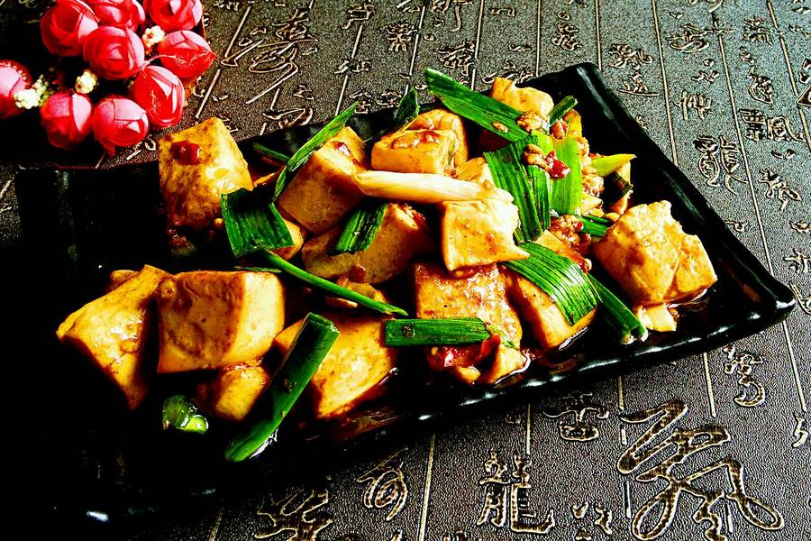 青蒜炒豆腐