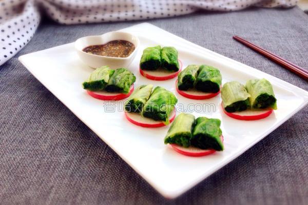 蒸鱼豉油菠菜卷