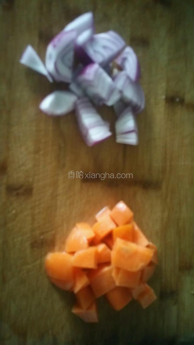 胡萝卜，洋葱洗净后切小块