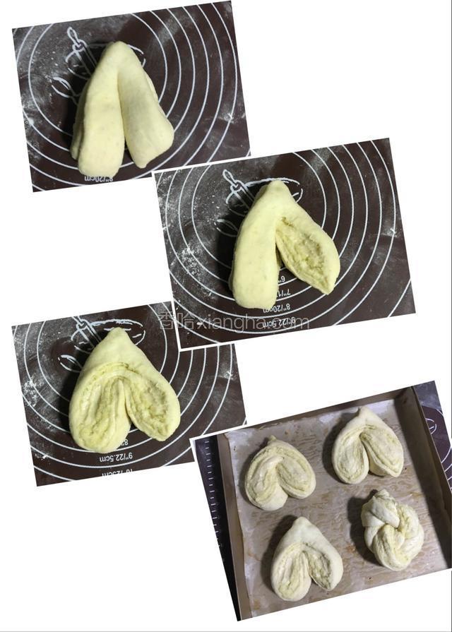 中间切一刀，切面相对翻过来排入烤盘中（这盘刚出炉还没有来的及拍照就被家人瓜分了啦啦啦）；