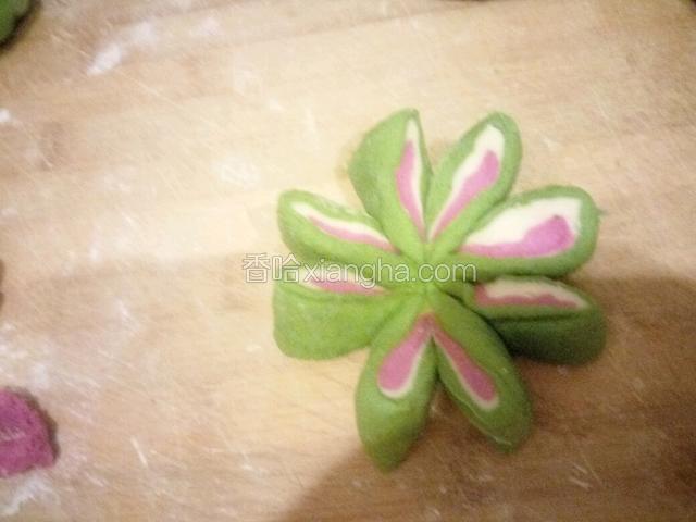 用手把花瓣翻过来颜色在上，在慢慢整容，