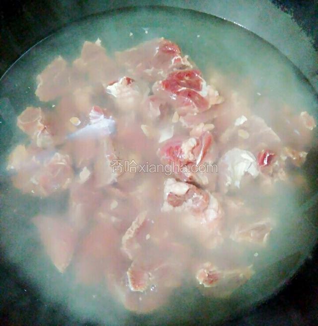 锅里放水同时将牛肉放入大火烧开。