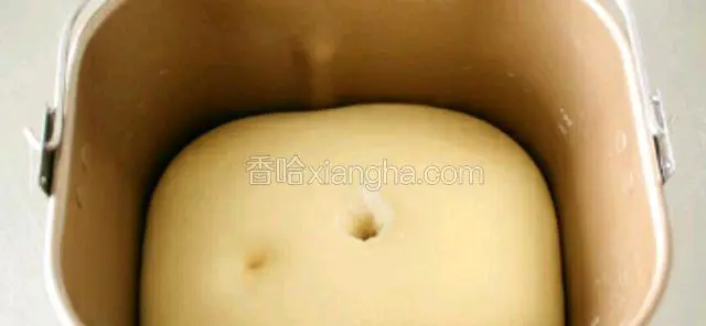 发面功能结束，面团发到两倍大时用手指捅下面团，面团松软不反弹发面成功