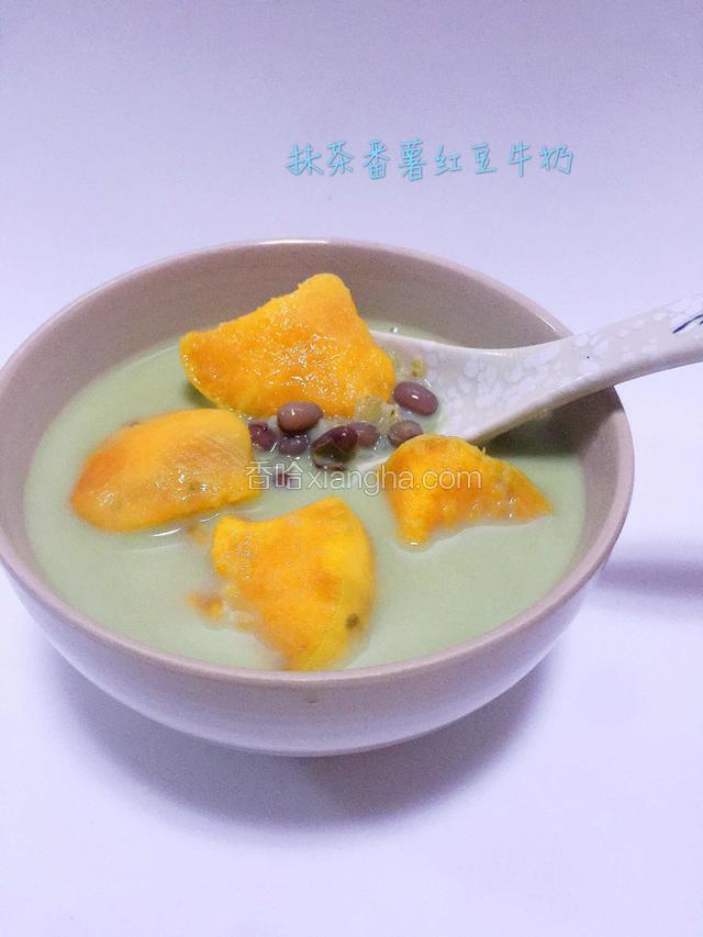 抹茶番薯红豆牛奶