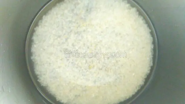 加入适量的水，盖上盖子，按米饭件