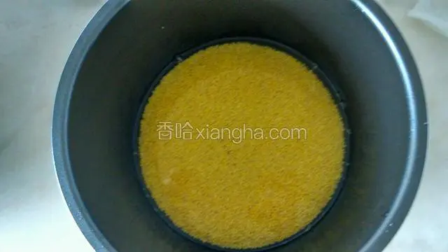 把洗好的大黄米放入压力锅里
