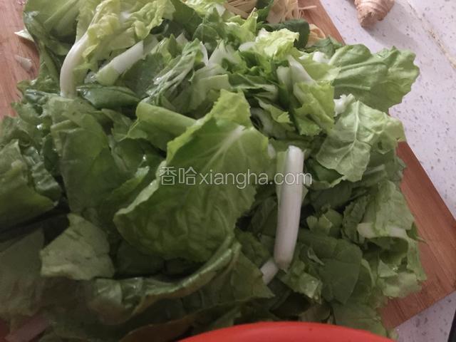 青菜切小段.