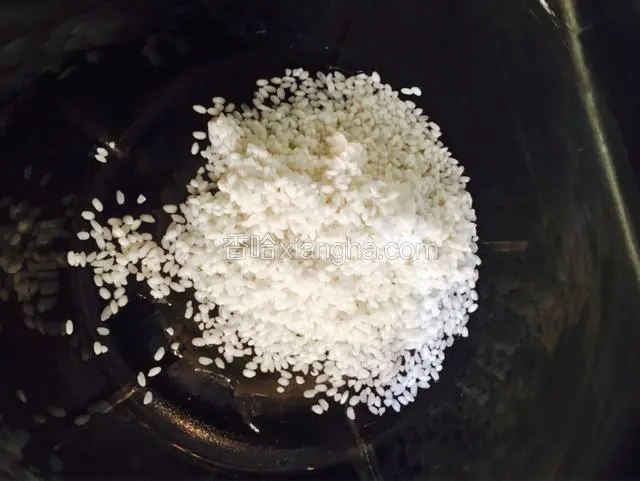 把提前泡发好的米放入锅里。