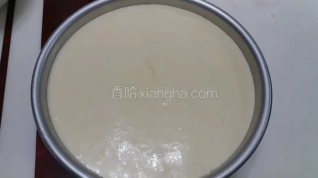 再把剩下的芝士糊全部倒进模具并震出气泡