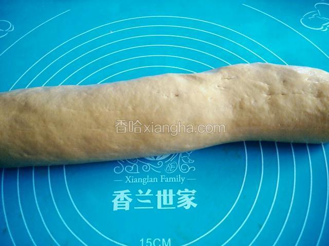 放置硅胶垫上，再次揉成光滑面团，搓成长条。拍照光线的问题吧，颜色你黄呢。