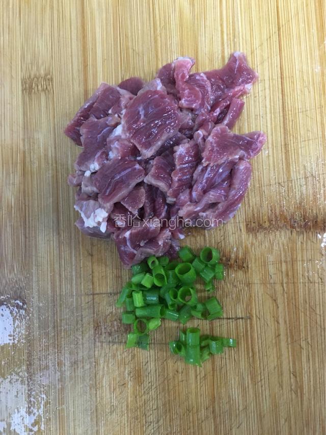 准备牛肉片和葱