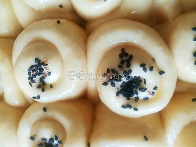 撒上芝麻。烤箱180度预热5分钟。