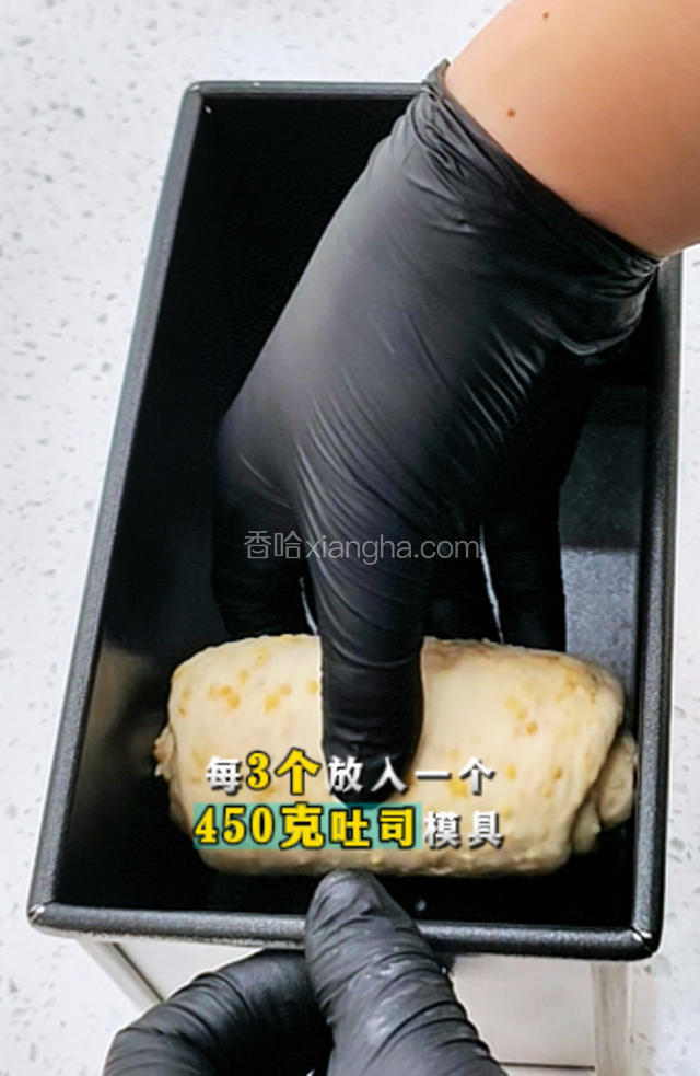 三个一组放入450g的模具当中