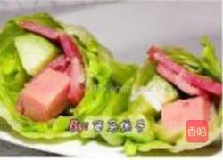 培根火腿生菜卷的做法图解8