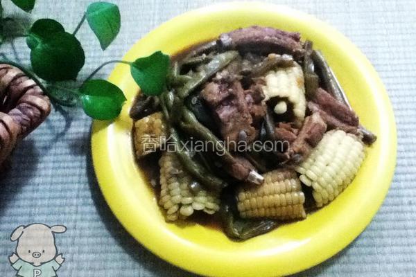 排骨豆角炖玉米