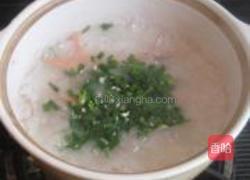 韭菜花鲜虾糯米粥的做法图解5