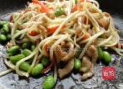 茭白肉丝炒毛豆的做法图解14