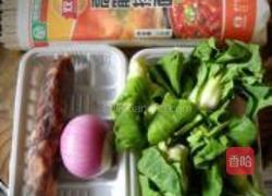 腊肠青菜炒面的做法图解1