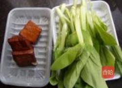 小油菜炒香干的做法图解1